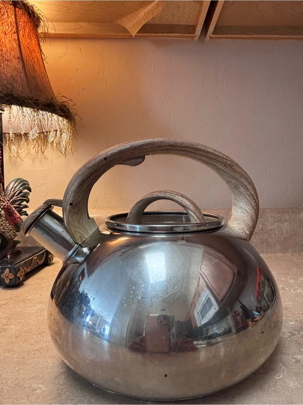 Brandani-Tea Kettle-HQ-Stainless-Faux Wood Soft Touch w/Whistle